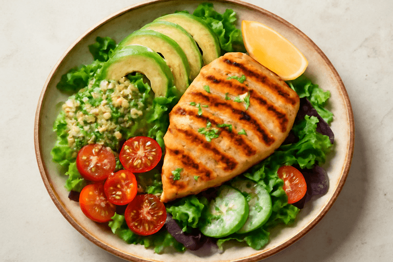 Ensalada de Pollo a la Parrilla con Quinoa y Aguacate