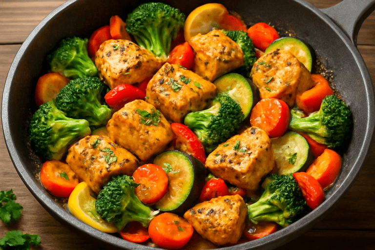 Hähnchen-Gemüse-Pfanne mit Kräutern