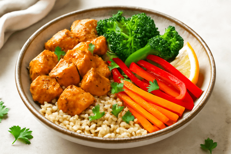 Leichter Hähnchen-Gemüse-Bowl