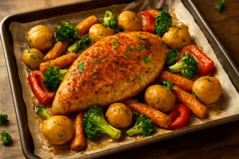 Ovengebakken Kipfilet met Geroosterde Groenten & Aardappeltjes