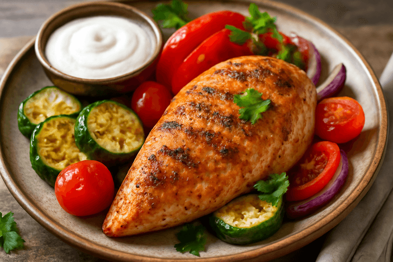 Klassieke Gegrilde Kipfilet met Geroosterde Groenten