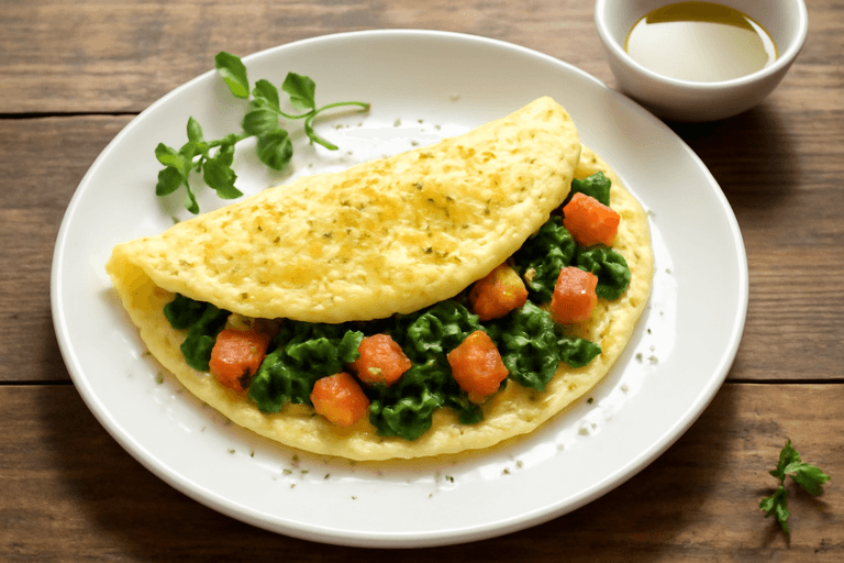 Omelette Clásica Ligera con Espinacas y Tomate
