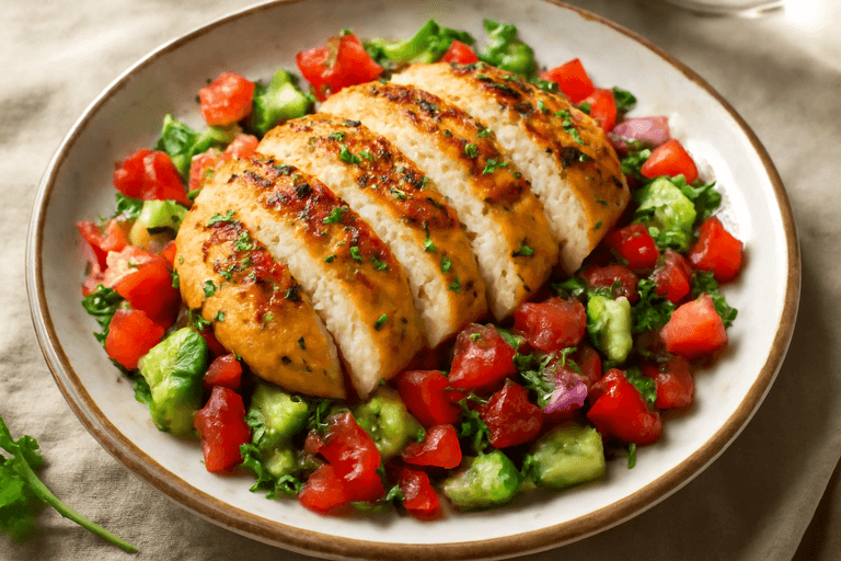 Piept de pui la grătar cu salată fresh de legume