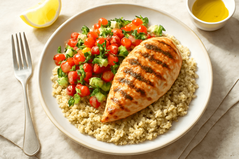 Κοτόπουλο μεσαίας Μεσογειακής Έμπνευσης με Φρέσκα Λαχανικά & Κινόα