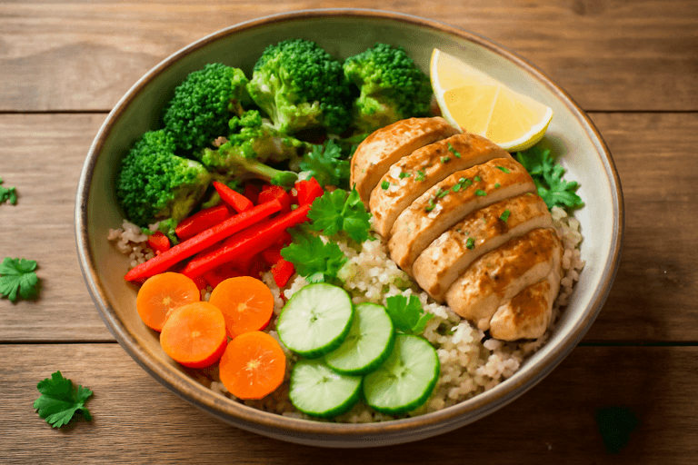 Leichter Hähnchen-Gemüse-Bowl