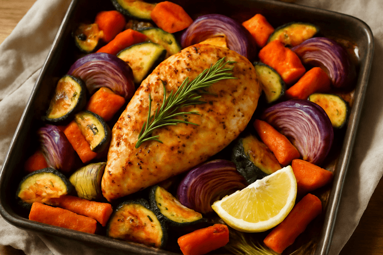 Pollo Asado con Verduras al Horno