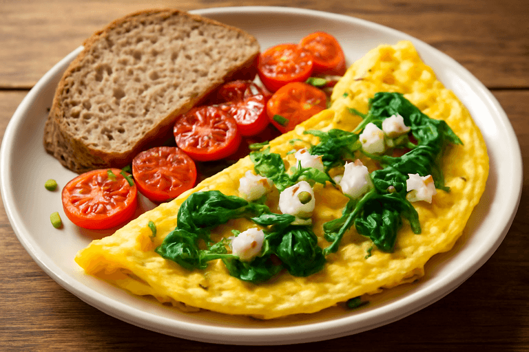 Omletă sănătoasă cu legume și brânză feta