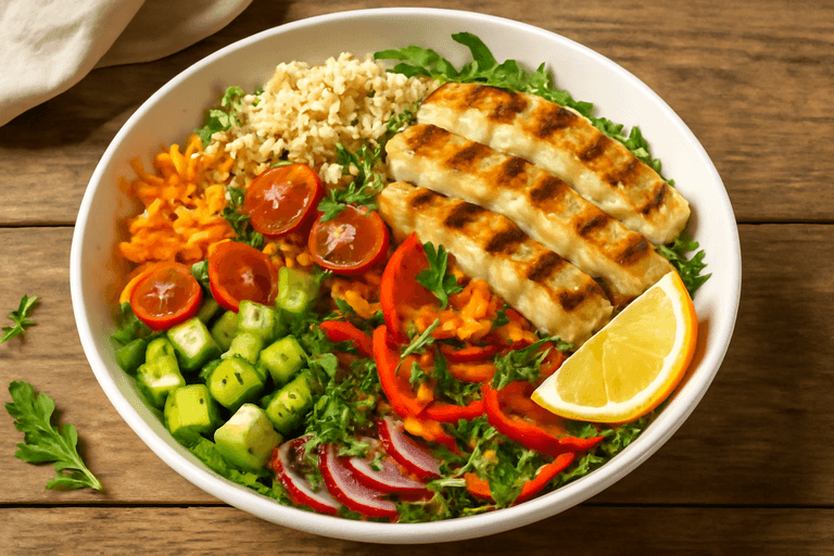 Kleurrijke Kip-Quinoasalade met Citroendressing