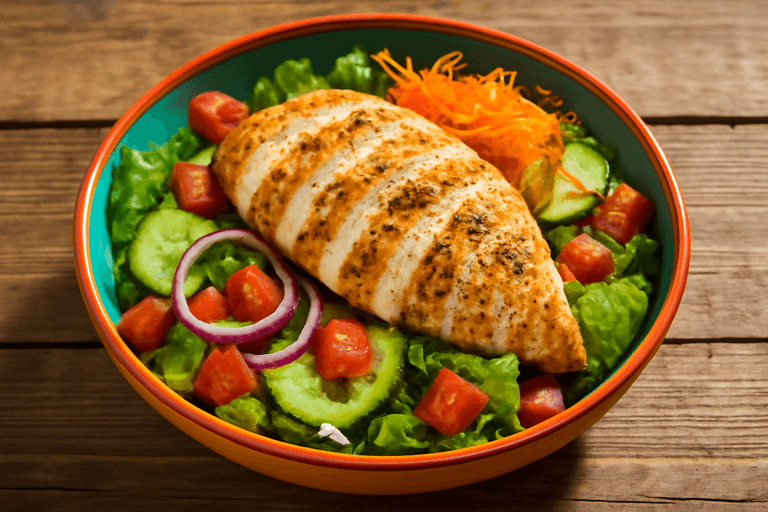 Ensalada Proteica de Pollo a la Parrilla y Vegetales Frescos