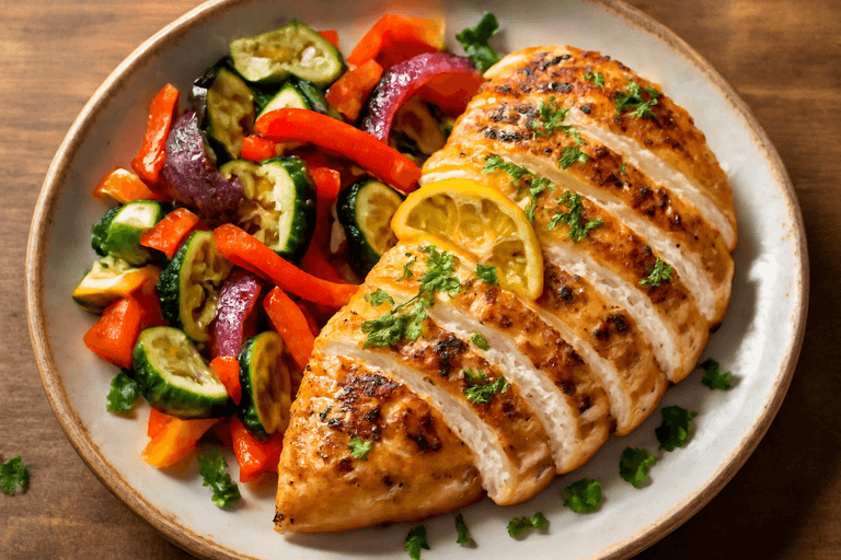 Pollo a la Plancha con Verduras Asadas Fit