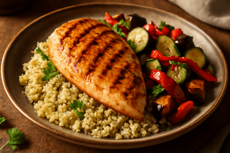 Ψητό Κοτόπουλο με Μεσογειακά Λαχανικά & Κινόα