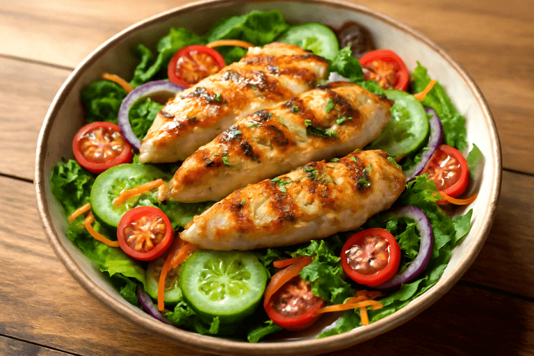 Ensalada de Pollo a la Parrilla con Vinagreta de Mostaza y Limón