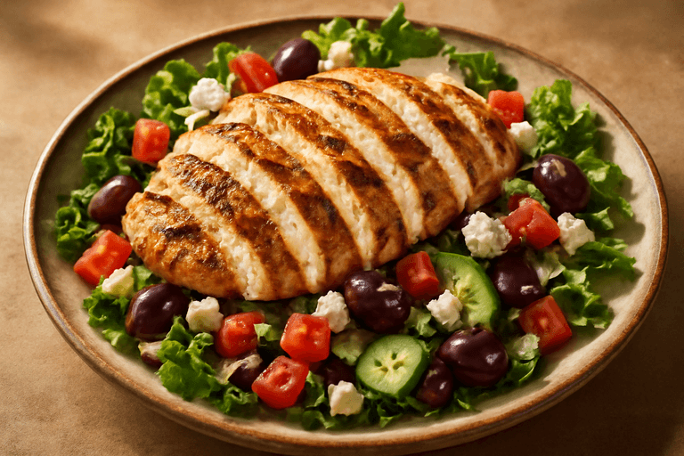 Piept de pui la grătar cu salată proaspătă de legume