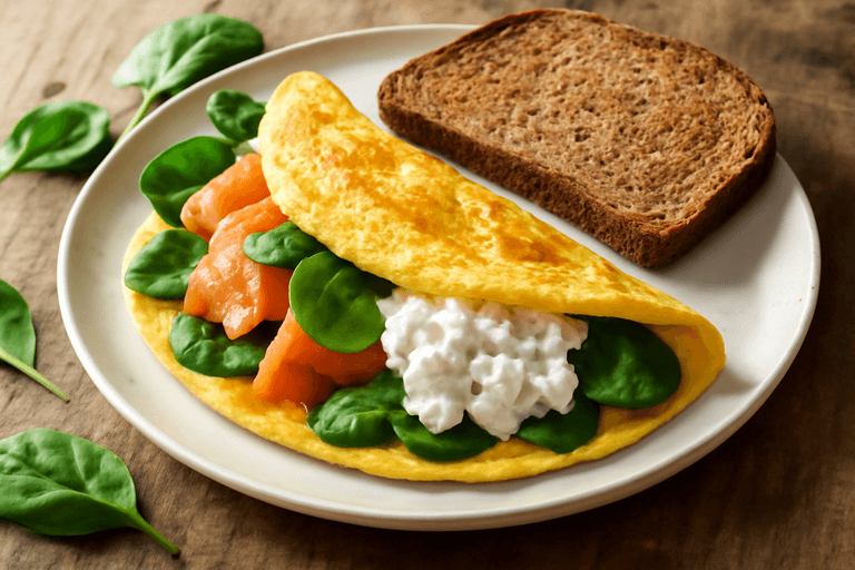 Κλασικό Ομελέτα Πρωινού με Καπνιστό Σολομό και Σπανάκι