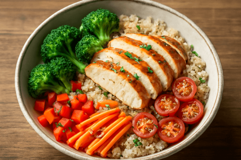 Hähnchen-Gemüse-Bowl mit Quinoa