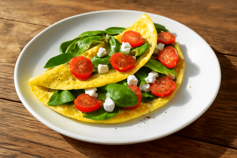 Proteinreiches Omelett mit Spinat und Tomaten