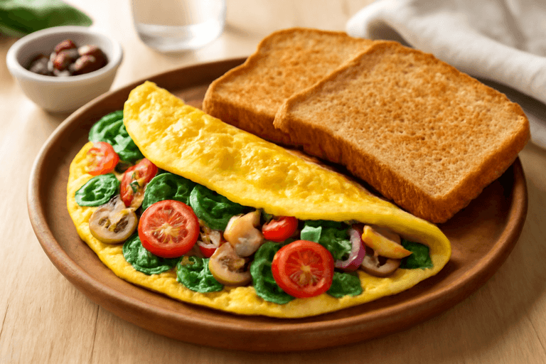Energie Ontbijt Omelet met Groenten & Volkoren Toast