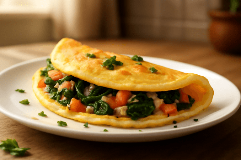 Omelete Clássica com Espinafre e Tomate
