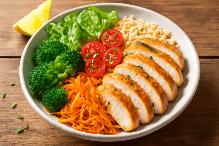 Leichter Hähnchen-Gemüse-Bowl