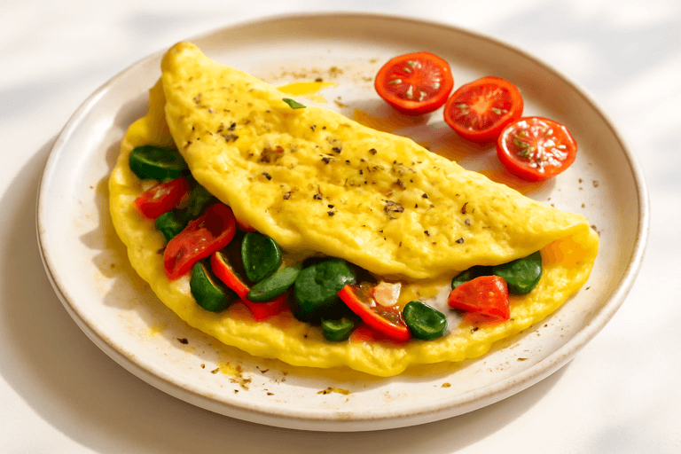 Omletă cu legume și brânză slabă