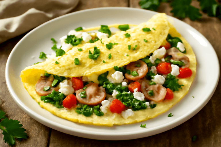 Klassisches Eiweiß-Omelett mit frischem Gemüse