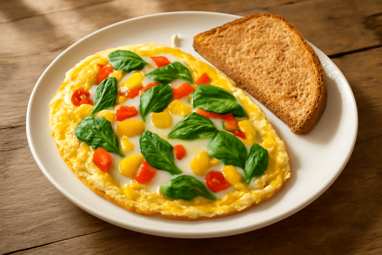 Leichtes Gemüse-Omelett mit Vollkorntoast