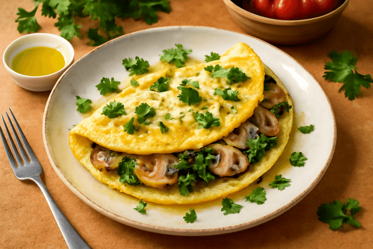 Omelette Santé aux Épinards et Champignons