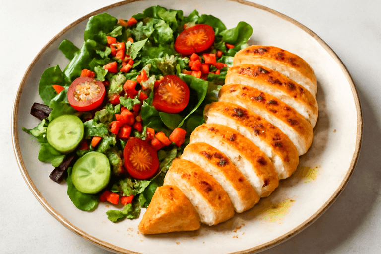 Piept de pui la grătar cu salată verde și quinoa