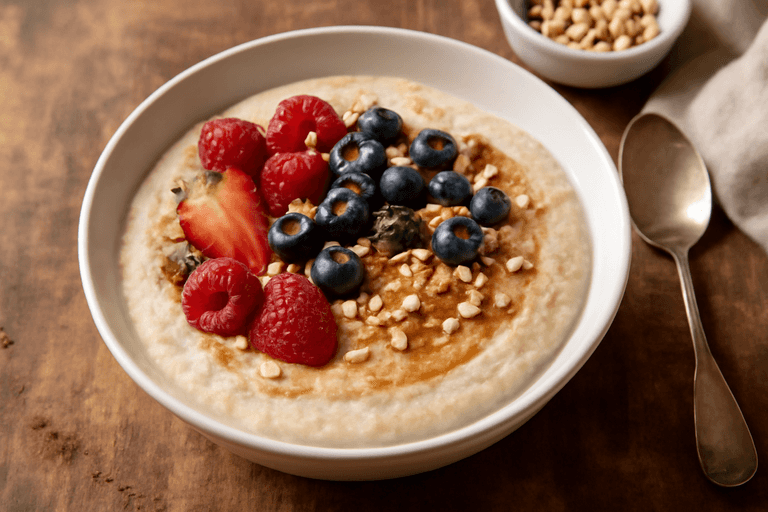 Protein-Porridge mit Beeren und Mandeln