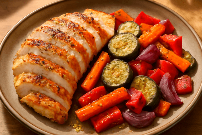 Frango Grelhado com Legumes Assados