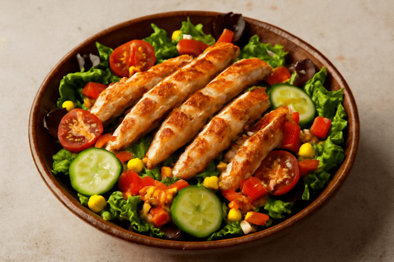 Leichter Hähnchen-Gemüse-Salat mit Zitronen-Dressing