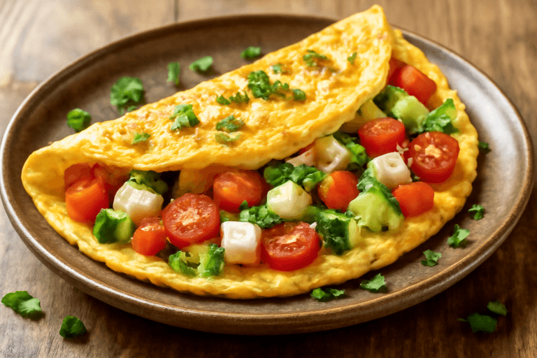 Omletă sănătoasă cu legume și brânză slabă