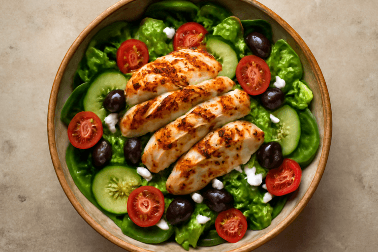 Ensalada Mediterránea de Pollo Asado