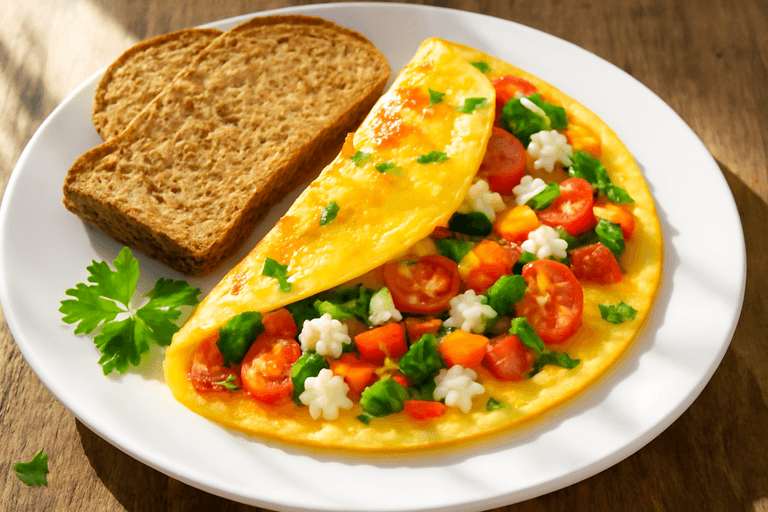 Protein-Packed Veggie Omelette with Whole-Grain Toast