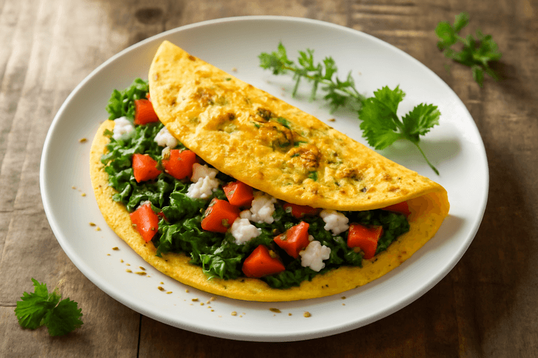 Κλασική Ομελέτα Πρωινού με Σπανάκι και Ντομάτα