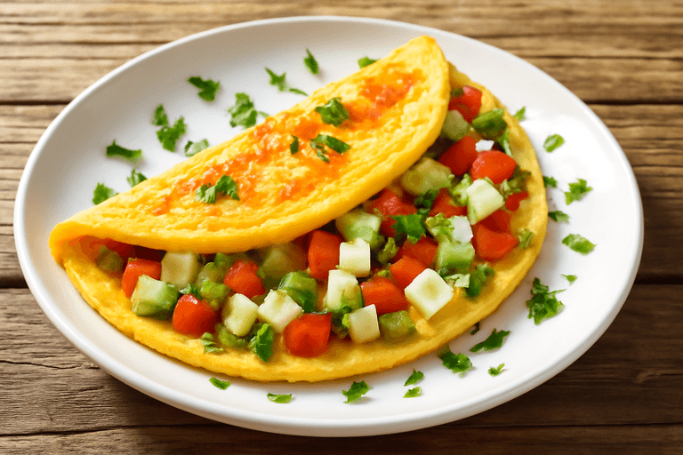 Omletă sănătoasă cu legume și brânză telemea