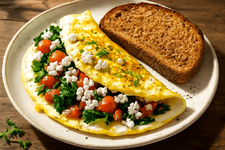 Ομελέτα Πρωινού Υψηλής Πρωτεΐνης με Σπανάκι & Ντομάτα