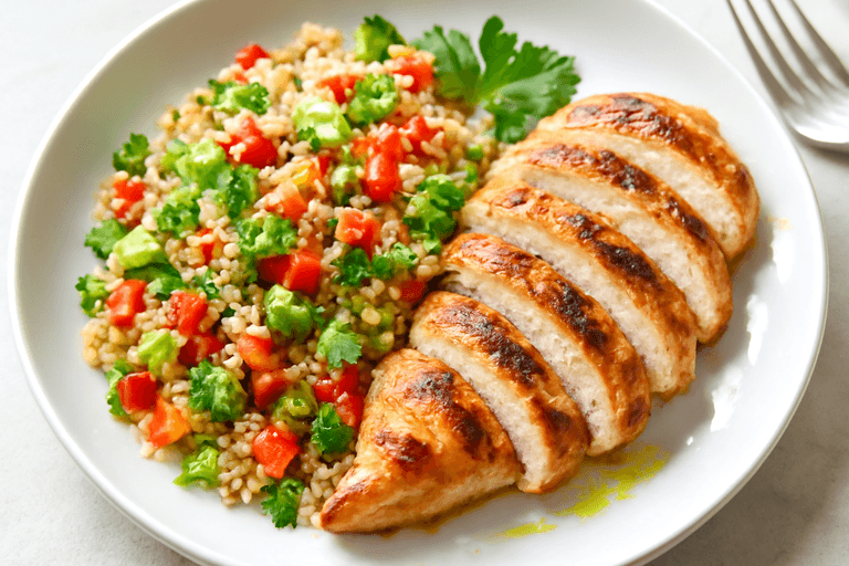 Κοτόπουλο Σχάρας με Σαλάτα Κινόα & Λαχανικά