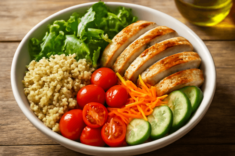 Salade classique au poulet grillé et quinoa