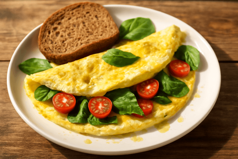 Omelette légère aux épinards et tomates cerises
