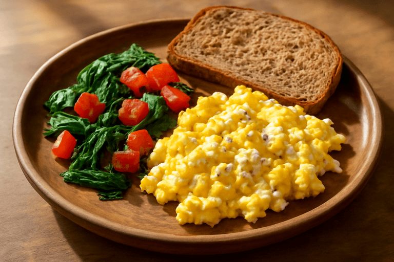 Mic Dejun Clasic cu Ouă și Legume Sote