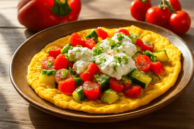 Omletă sănătoasă cu legume și brânză slabă