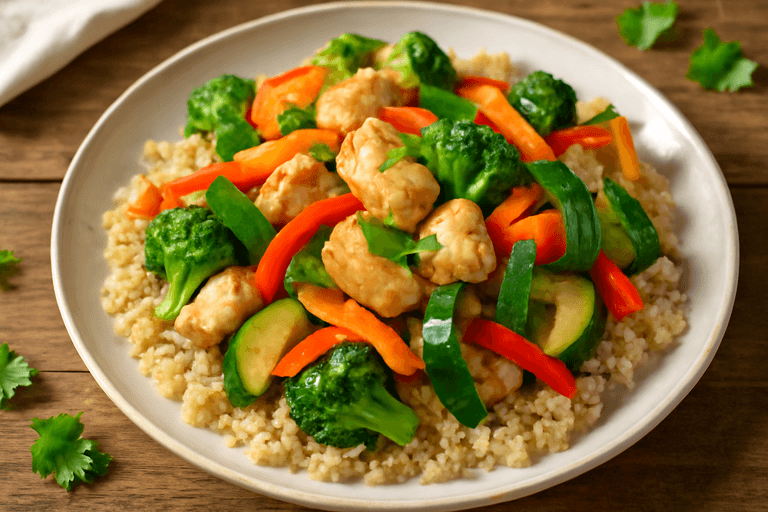 Легкий куриный стир-фрай с овощами и киноа