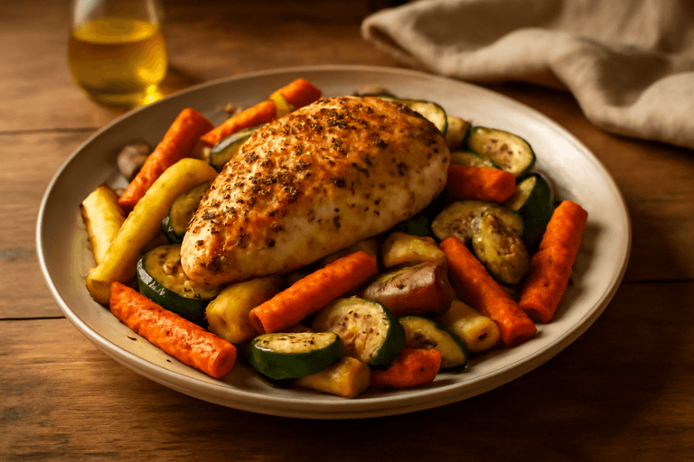Poulet rôti aux légumes d’antan et herbes de Provence