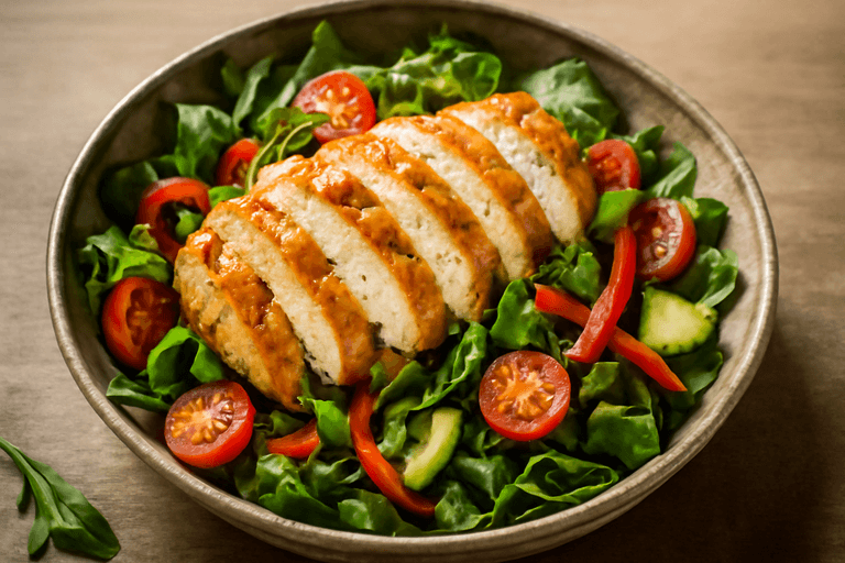 Lekka sałatka z grillowanym kurczakiem i warzywami