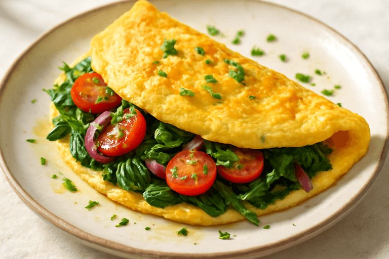 Omelette Proteica con Spinaci e Pomodori