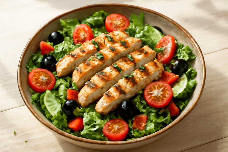 Leichter mediterraner Hähnchensalat