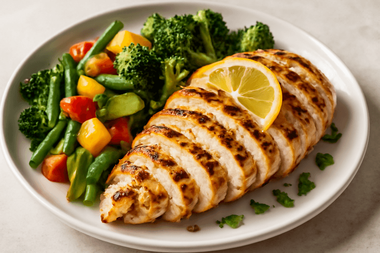 Leichtes Zitronen-Hähnchen mit Sommergemüse