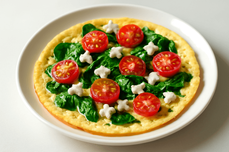 Eiweißreiches Frühstücksomlett mit Spinat und Tomaten