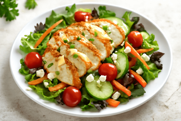Salată clasică cu piept de pui la grătar și legume proaspete